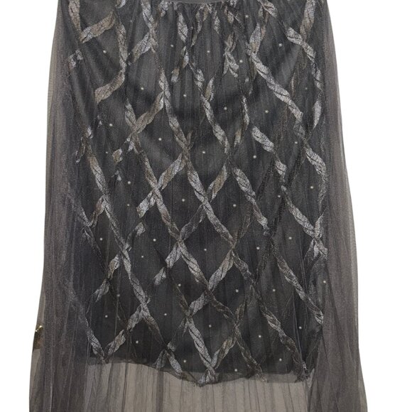 Silver &Gray Skirt w/ faux pearls- XL - New with tags - BACK side has no pearls - Picture 2 of 9